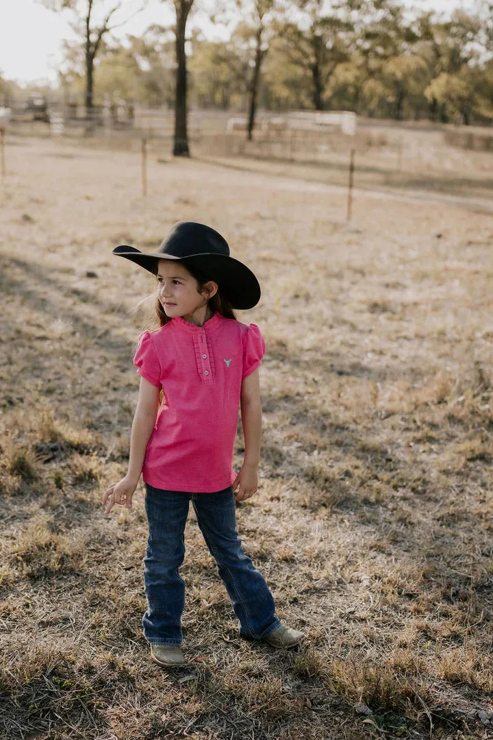 Little Windmill Bree Jnr Ruffle Polo - Pink