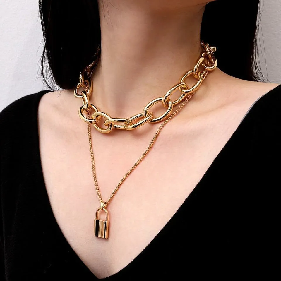 Locked Choker Layered Necklace