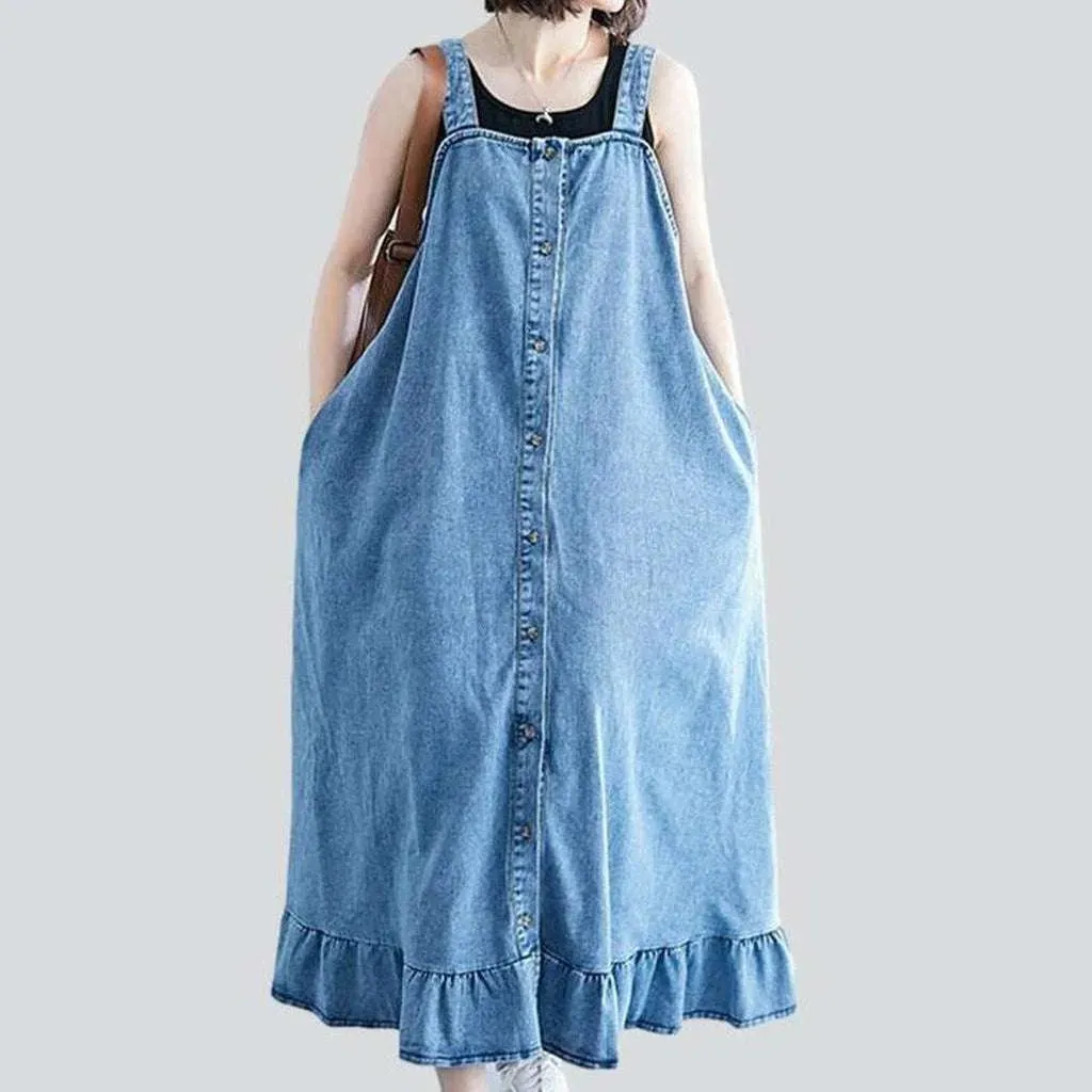 Long light wash denim dress