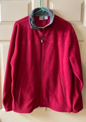 <€€* Mens Medium PROSPIRIT Red Full Zip Up Fleece Jacket Medium Pockets