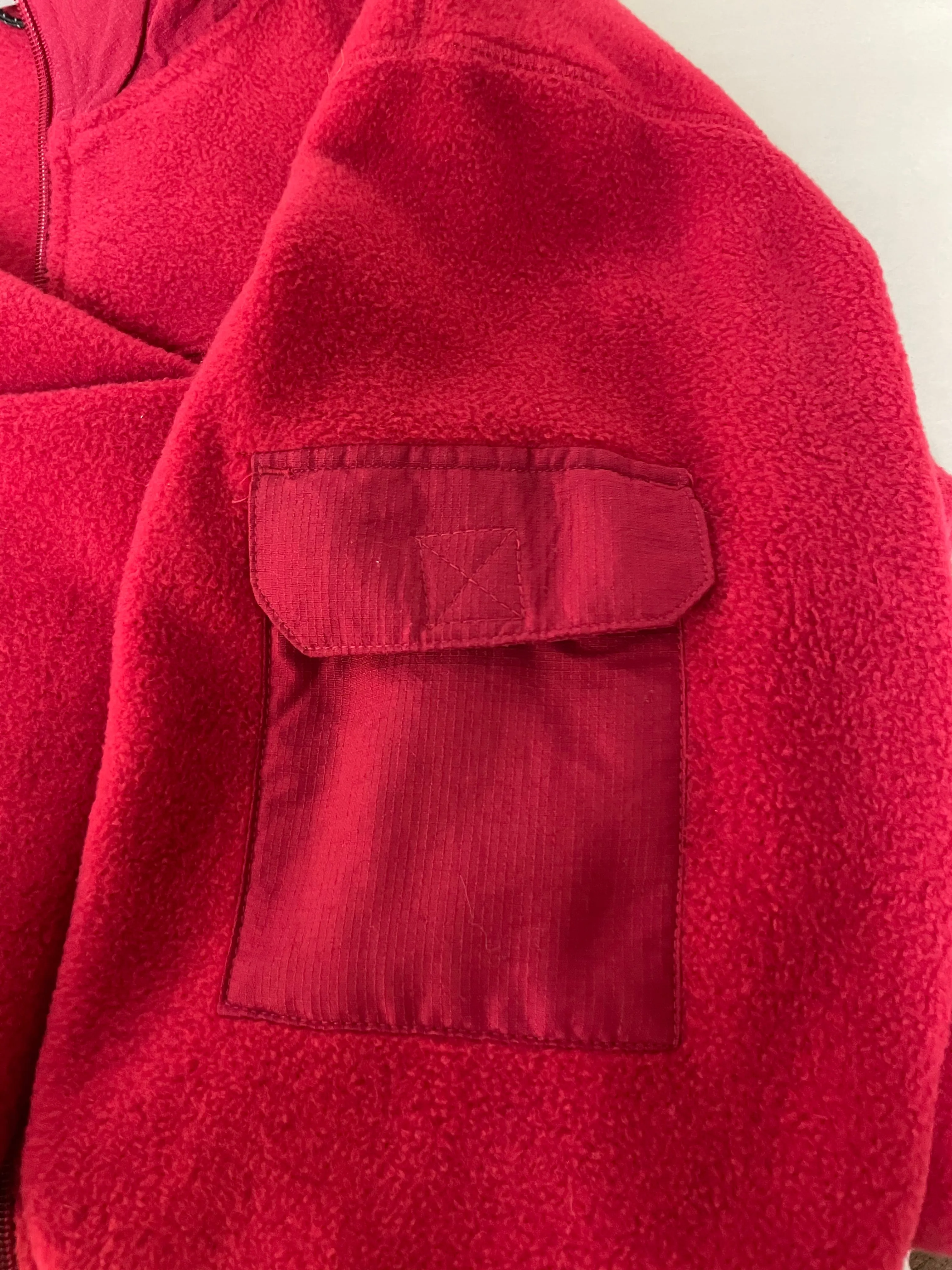 <€€* Mens Medium PROSPIRIT Red Full Zip Up Fleece Jacket Medium Pockets