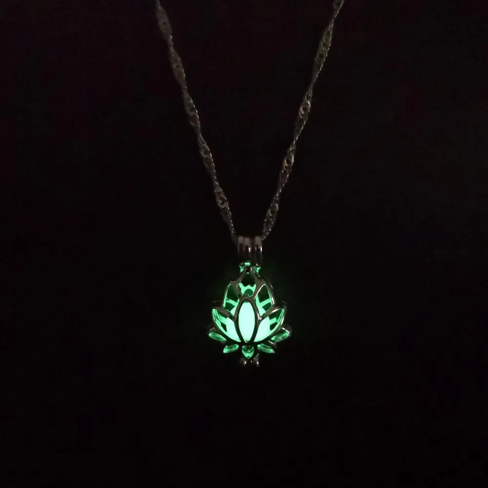 Luminous Glowing In The Dark Moon Lotus Pendant