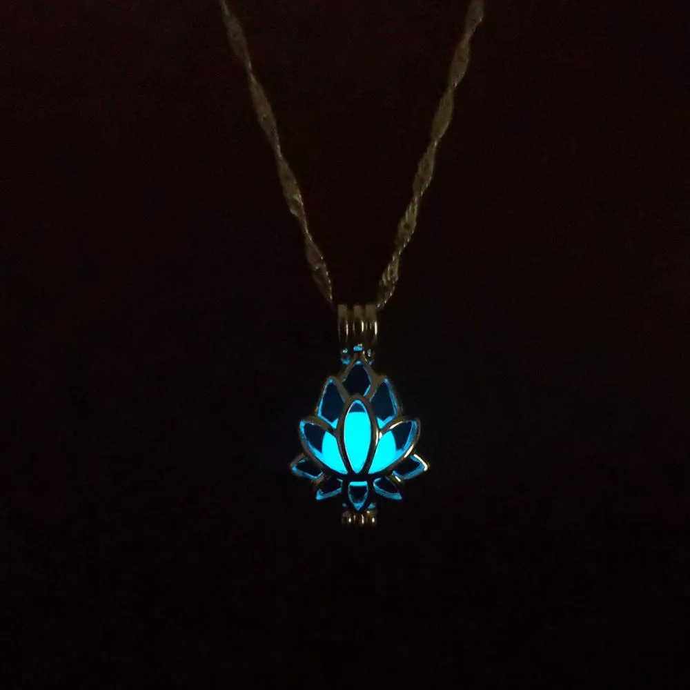 Luminous Glowing In The Dark Moon Lotus Pendant