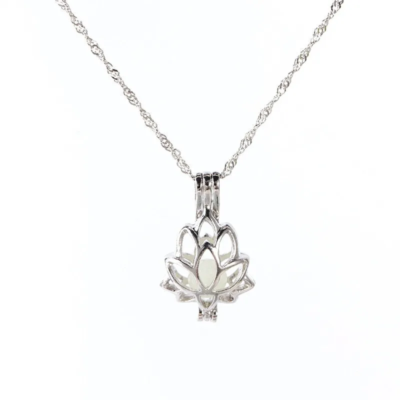 Luminous Glowing In The Dark Moon Lotus Pendant