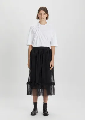 Marabou Trimmed Smocked Waist Skirt