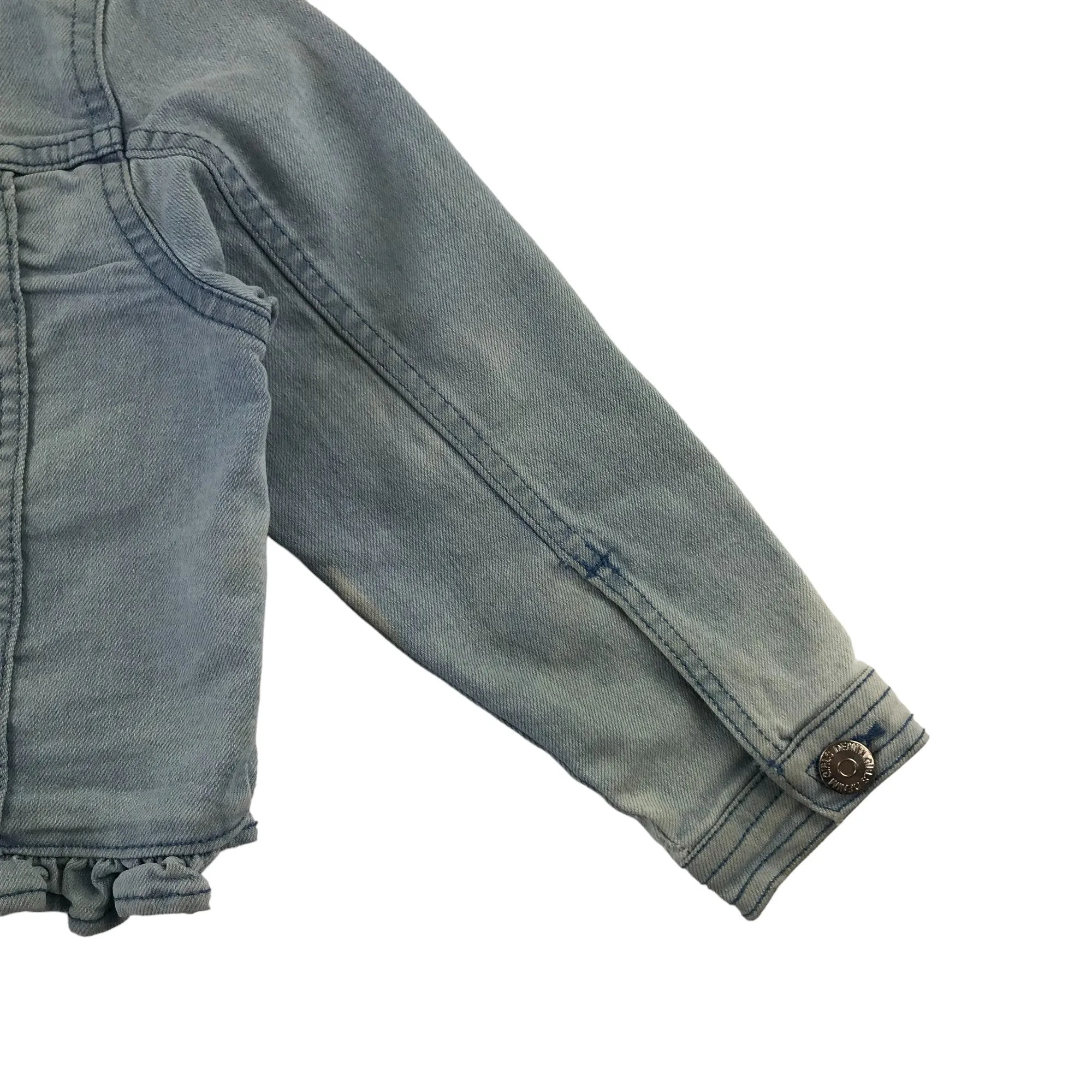 Matalan denim jacket 4-5 years light blue cropped frill hem