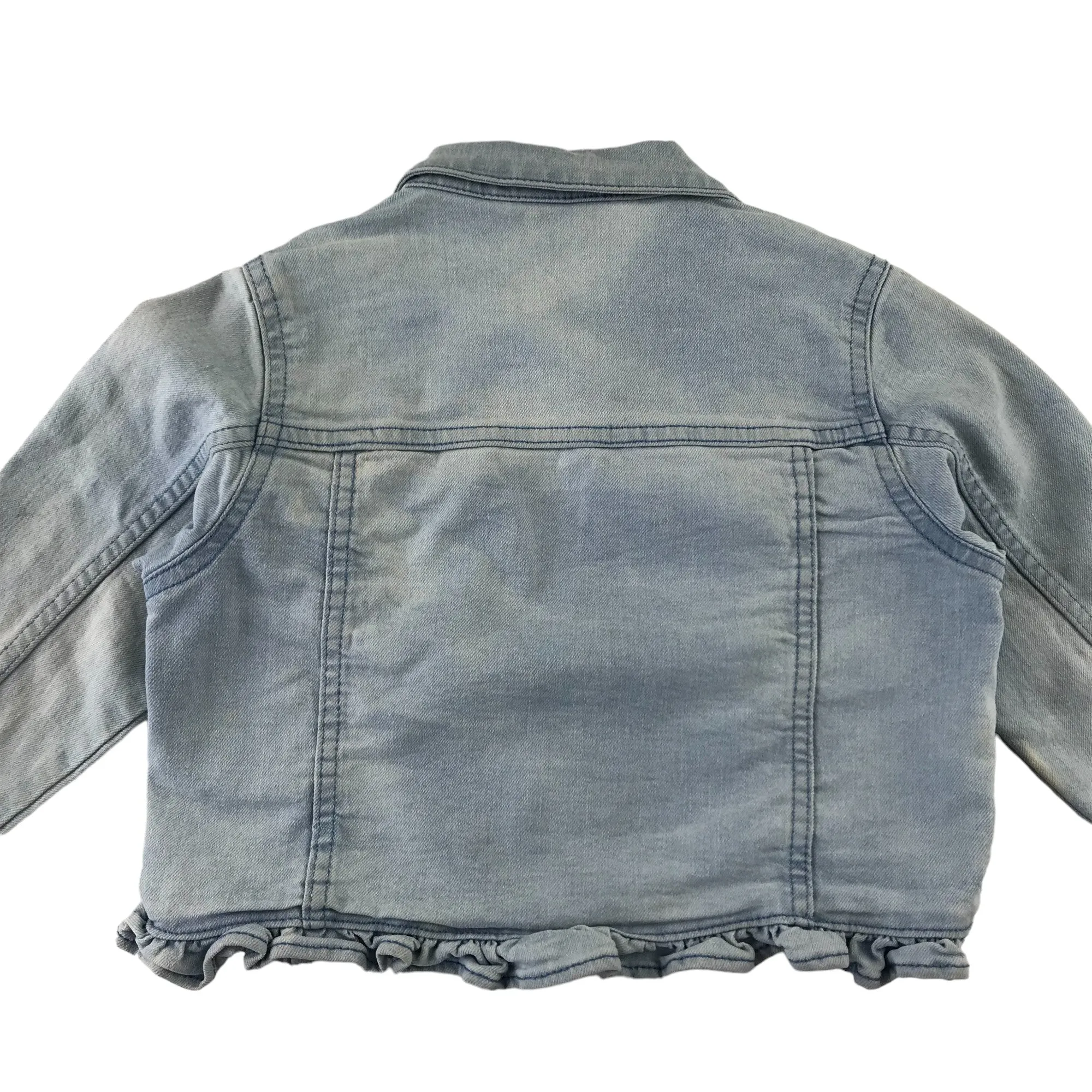 Matalan denim jacket 4-5 years light blue cropped frill hem