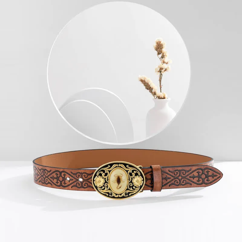 Men's Glowing In The Dark Scorpion Buckle Leather Belt