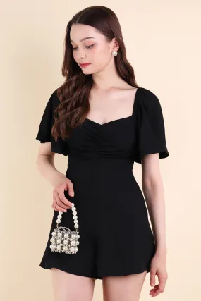 MEREDITH RUCHED ROMPER V2 IN BLACK