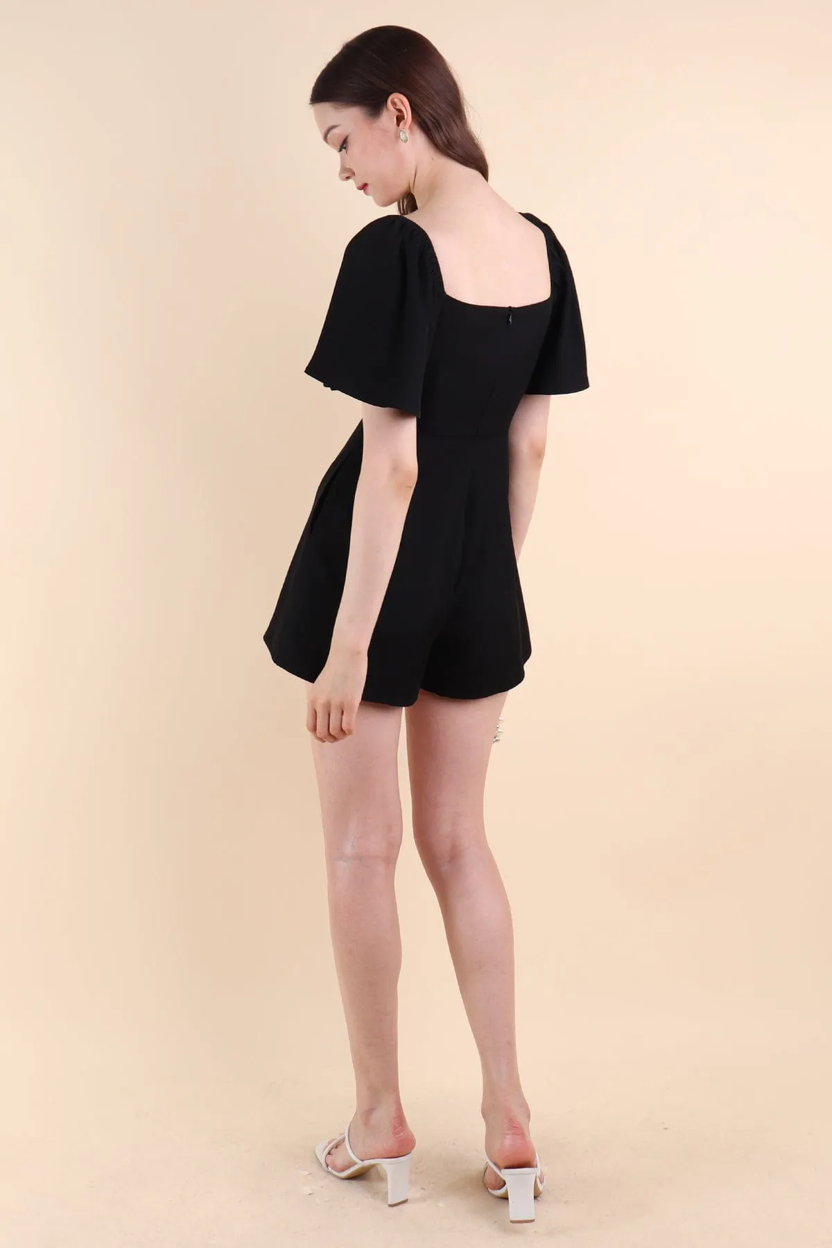 MEREDITH RUCHED ROMPER V2 IN BLACK