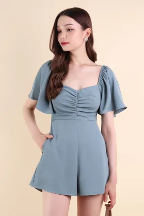 MEREDITH RUCHED ROMPER V2 IN TEAL