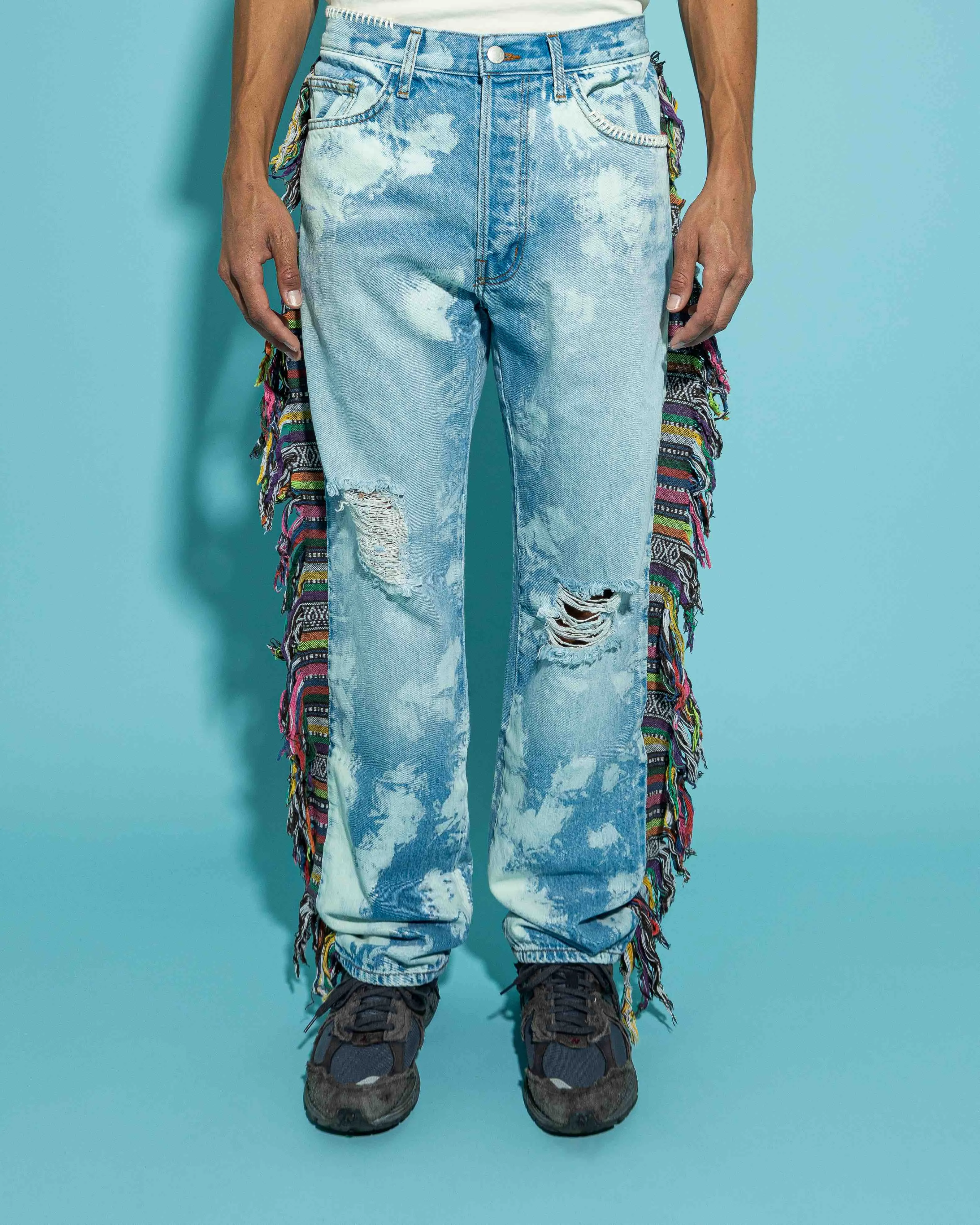 Mickey Fringe Jeans - Spotted Light Indigo