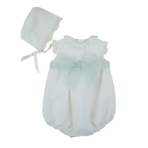 Mikimama Baby Muselina Topos Romper with Bonnet/Beige/Verde