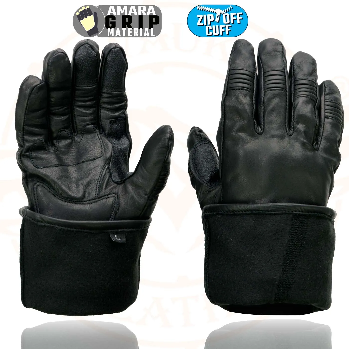 Milwaukee Leather Men's Gauntlet Motorcycle Hand Gloves-Removeable