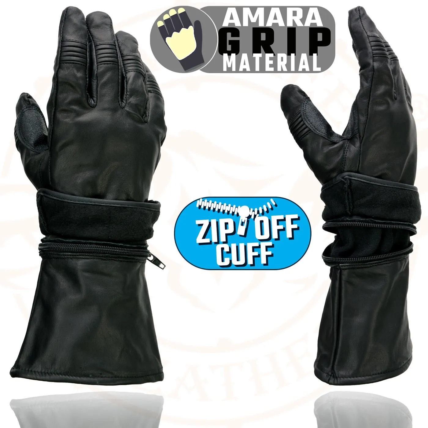 Milwaukee Leather Men's Gauntlet Motorcycle Hand Gloves-Removeable