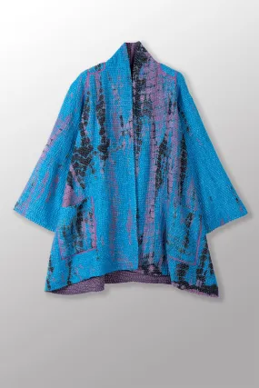 MONE SHIBORI TIE DYE KANTHA A-LINE JACKET - ms5003-tuq -