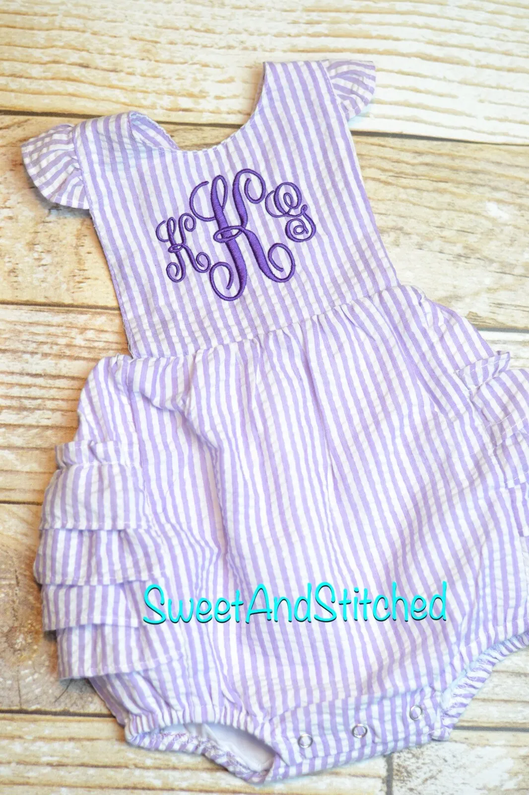 Monogrammed toddler bubble romper, monogrammed Seersucker bubble, baby girl summer outfit, toddler Beach Outfit monogrammed