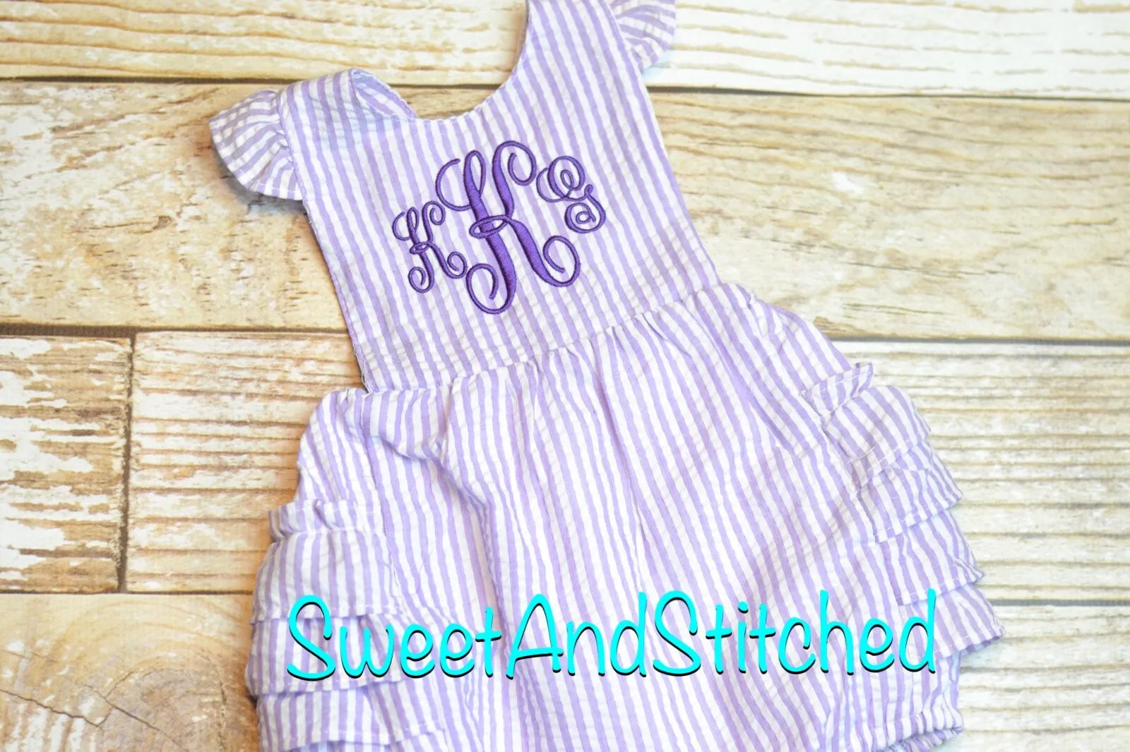 Monogrammed toddler bubble romper, monogrammed Seersucker bubble, baby girl summer outfit, toddler Beach Outfit monogrammed