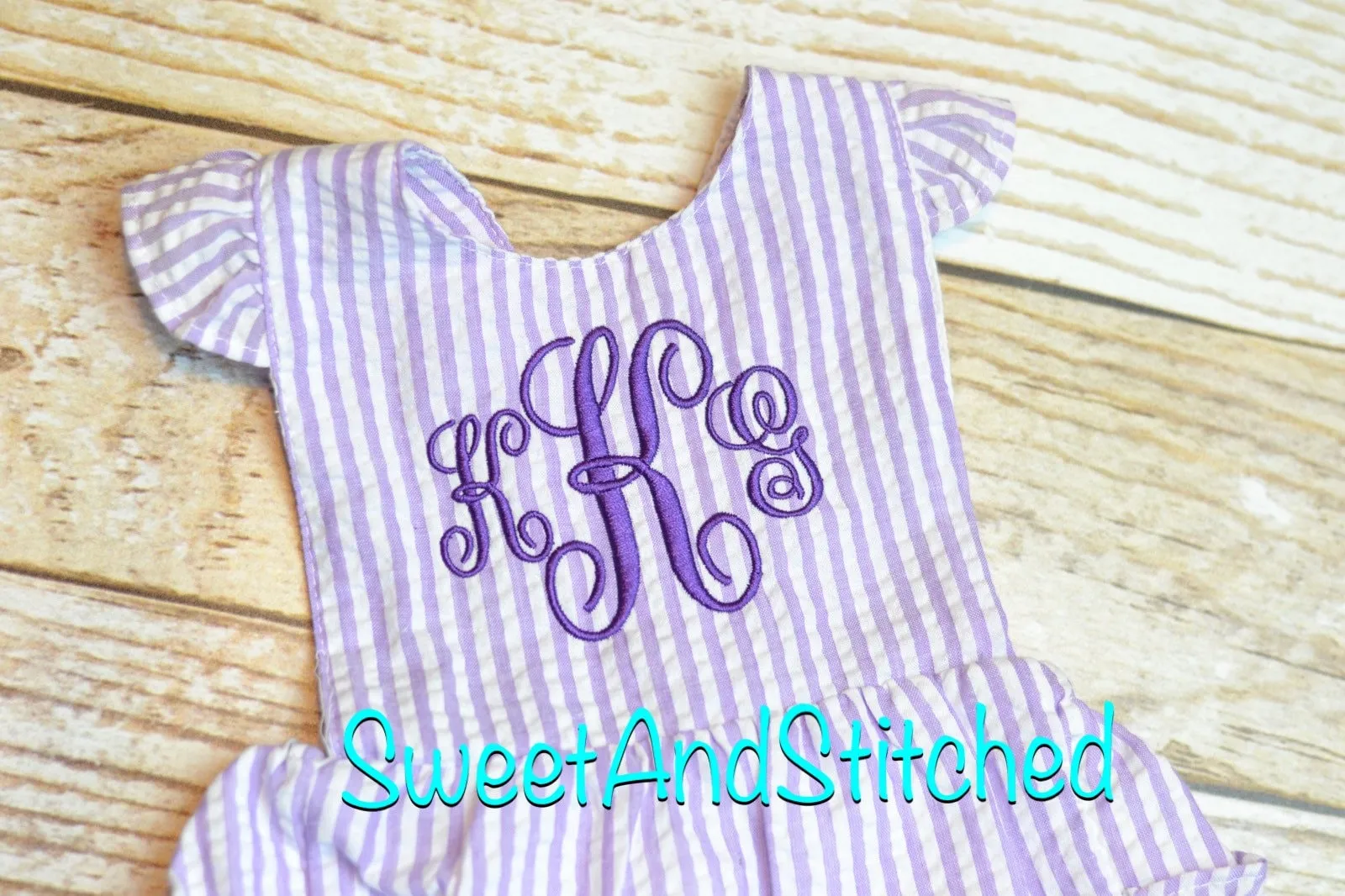 Monogrammed toddler bubble romper, monogrammed Seersucker bubble, baby girl summer outfit, toddler Beach Outfit monogrammed