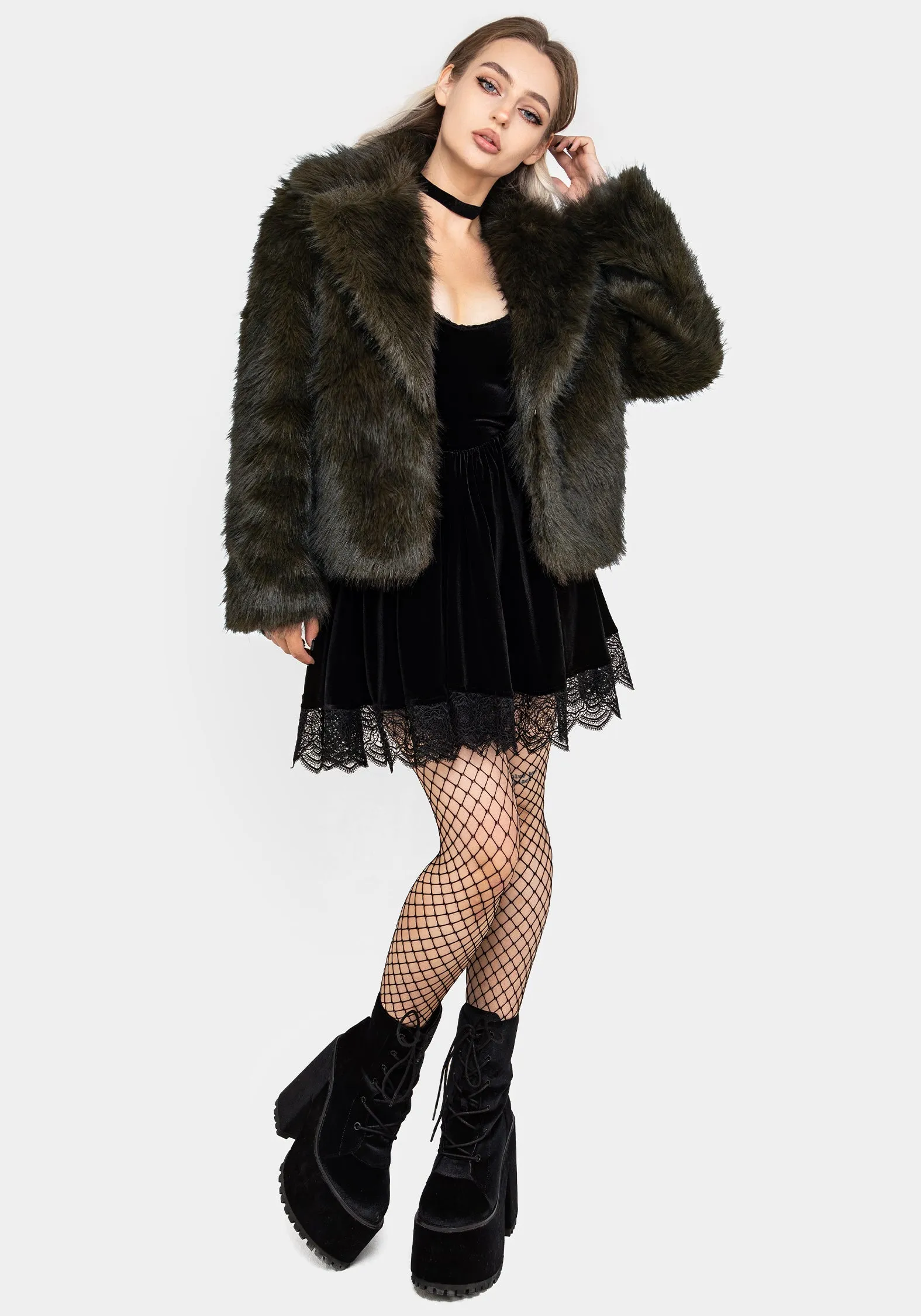 Monstrum Cropped Faux Fur Jacket