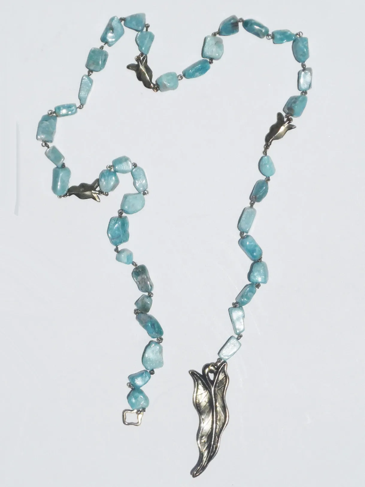 Necklace Or Chain Belt Amazonite With Leaf