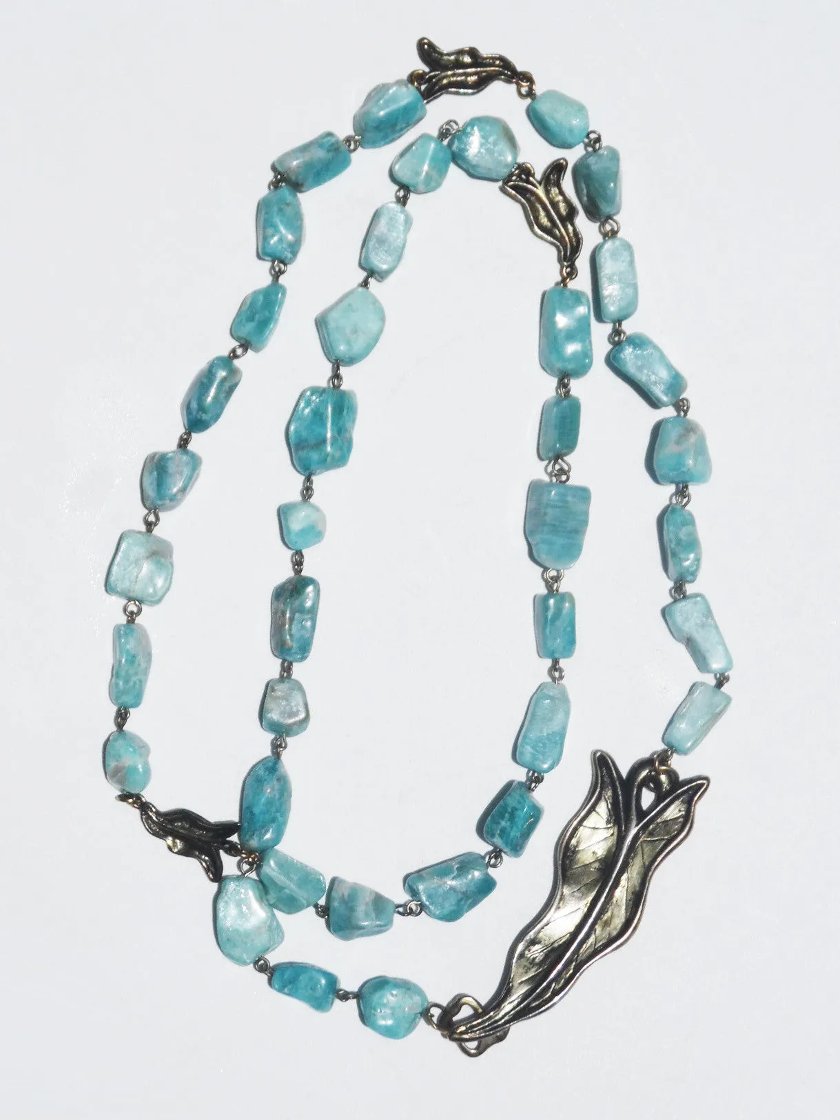 Necklace Or Chain Belt Amazonite With Leaf