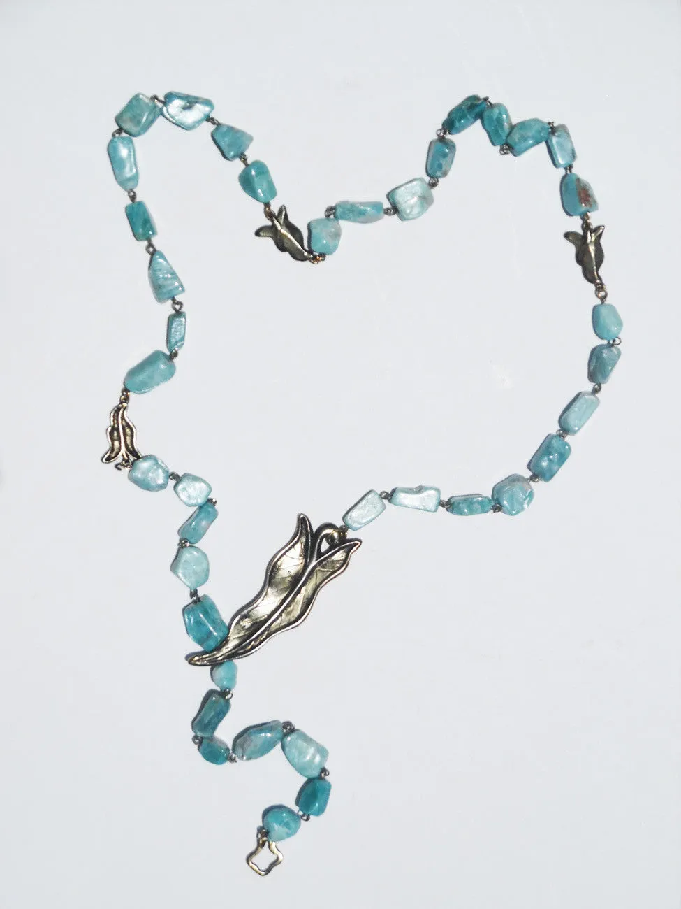 Necklace Or Chain Belt Amazonite With Leaf