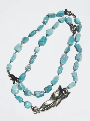 Necklace Or Chain Belt Amazonite With Leaf