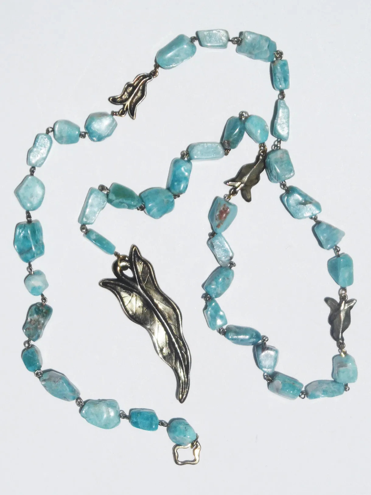 Necklace Or Chain Belt Amazonite With Leaf