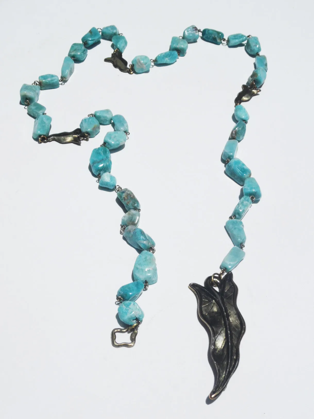 Necklace Or Chain Belt Amazonite With Leaf