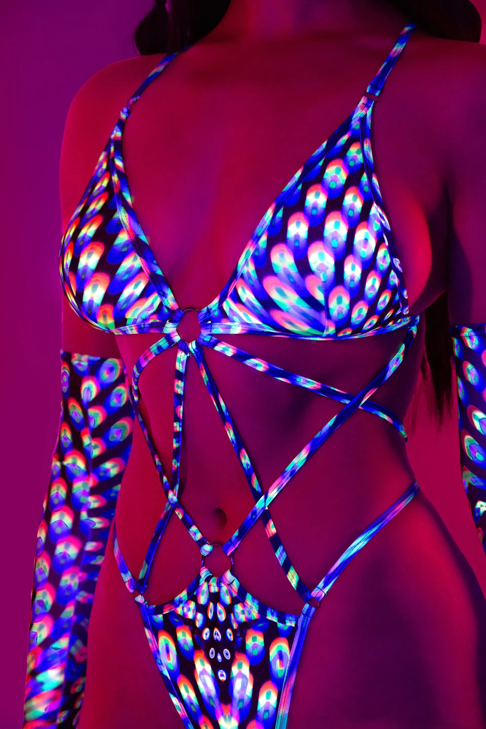 Neon Pulsar Harnessed Bodysuit