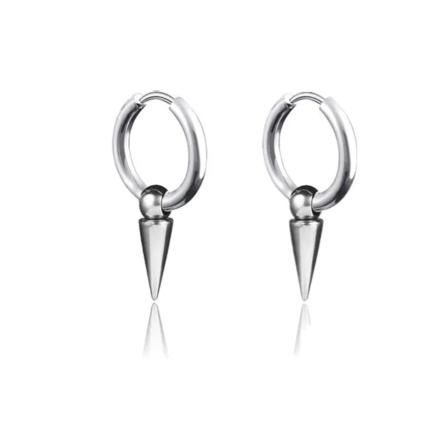 New Punk Stainless Steel Chain Hoop Earrings For Women Men 2021 Trendy Goth Pop Hip Hop Pendants Ear Jewelry Accessories Earring