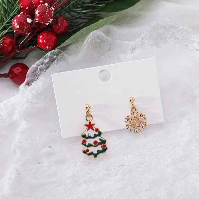 New Trendy Statement Christmas Tree Earrings For Women Santa Claus Snowman Drop Earrings Jewelry Girls Christmas Gifts Wholesale