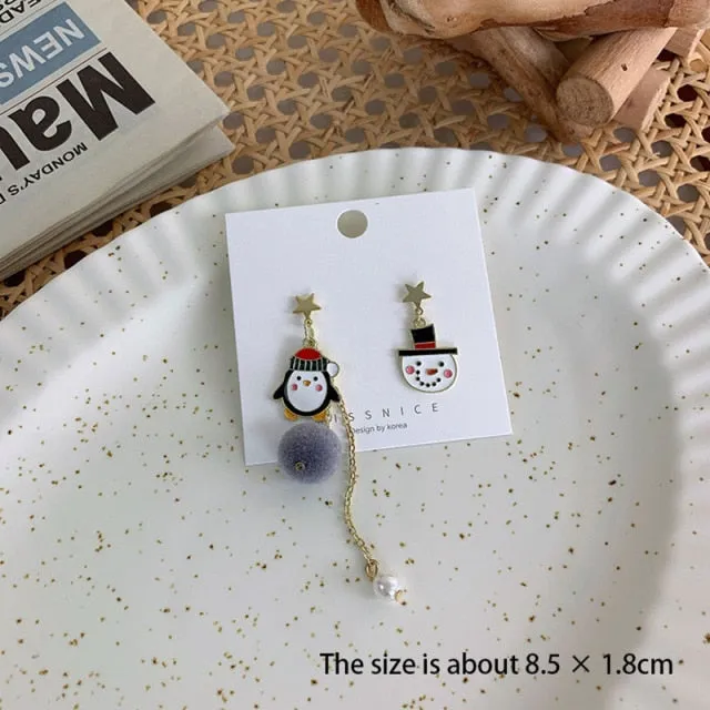 New Trendy Statement Christmas Tree Earrings For Women Santa Claus Snowman Drop Earrings Jewelry Girls Christmas Gifts Wholesale