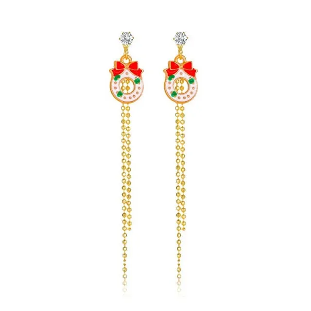 New Trendy Statement Christmas Tree Earrings For Women Santa Claus Snowman Drop Earrings Jewelry Girls Christmas Gifts Wholesale