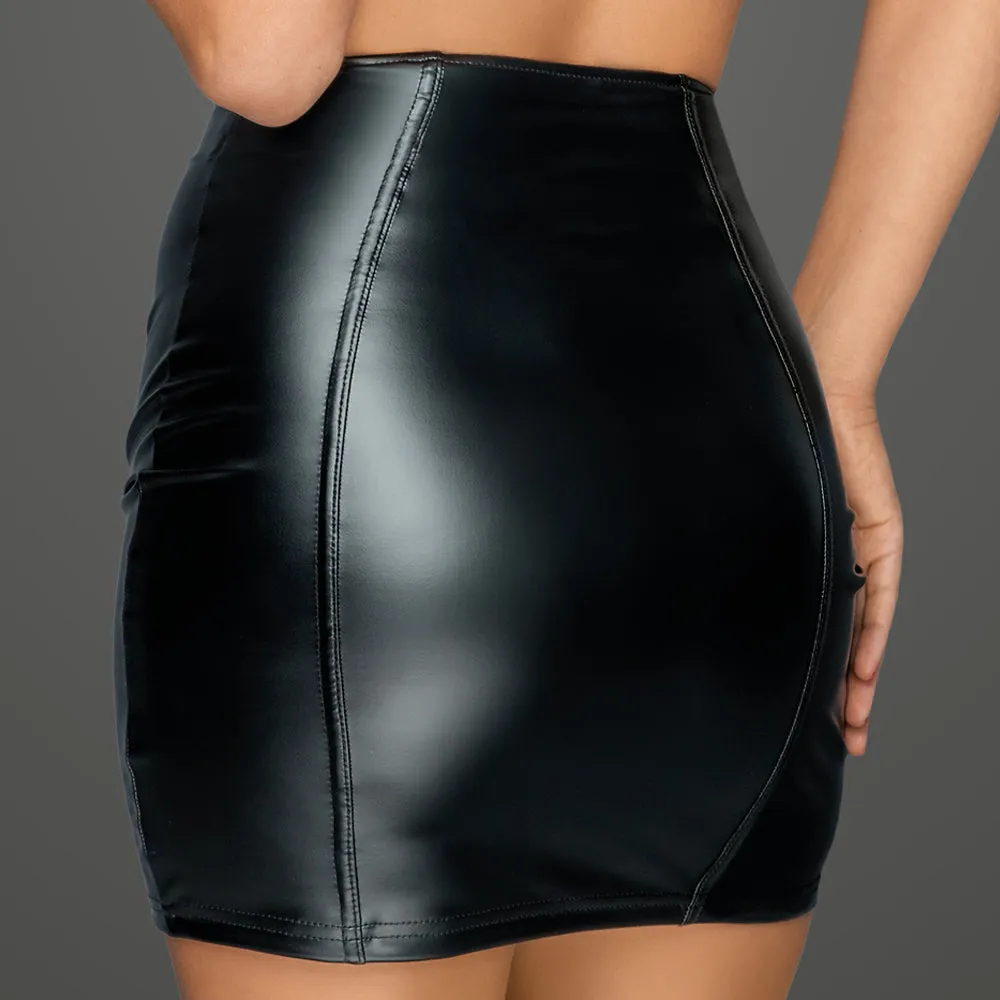 Noir Handmade Powerwetlook Button-Up Pencil Skirt