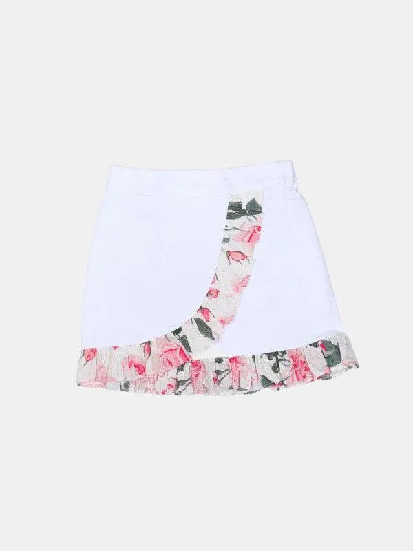 One Friday Off White Denim Skirt