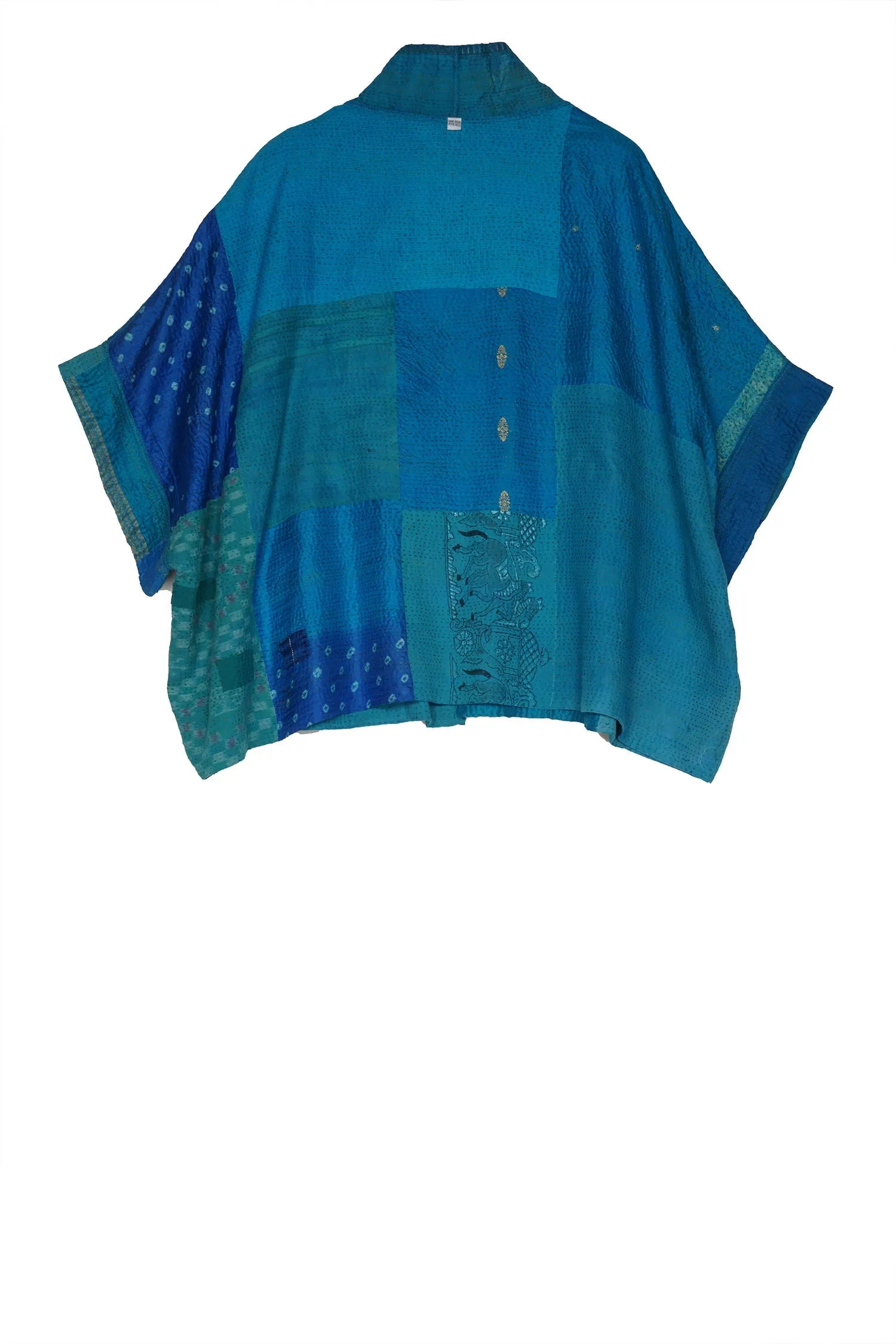 OTTON SILK SW PATCH KANTHA MINI PONCHO