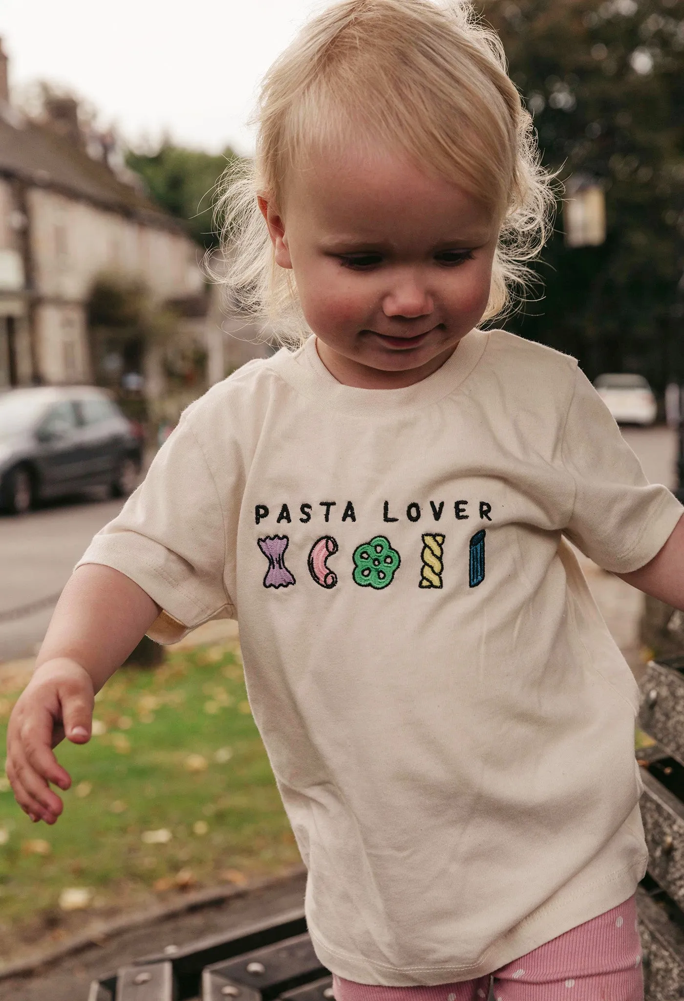 Pasta Lover Embroidered Organic Cotton Childrens T-Shirt