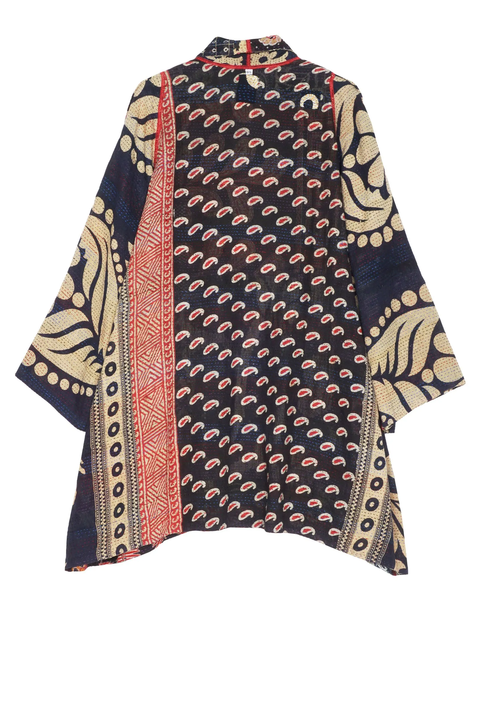 PATCHED PRINT W VINTAGE BACKING KANTHA A-LINE JKT