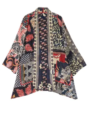 PATCHED PRINT W VINTAGE BACKING KANTHA A-LINE JKT