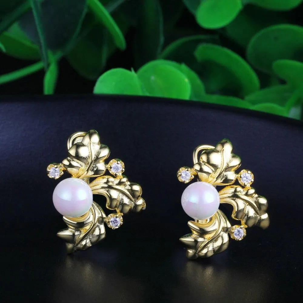 Pearl Earrings for Women- Gold Color Hoop Earrings for Women- Party Jewelry for Women