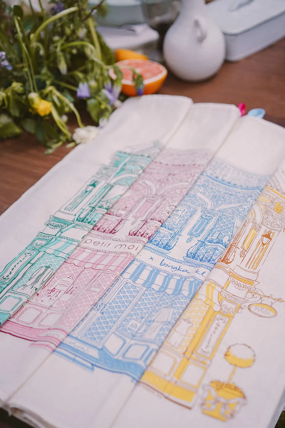 Petit Moi x Bingka Tea Towel in Light Teal