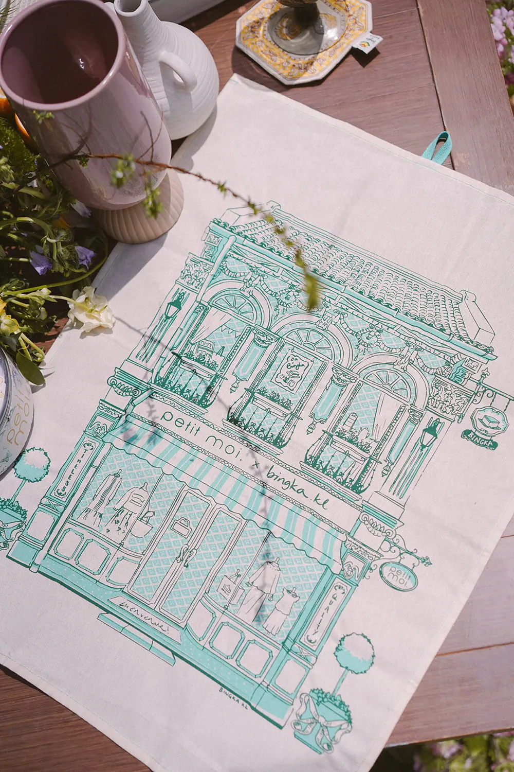 Petit Moi x Bingka Tea Towel in Light Teal