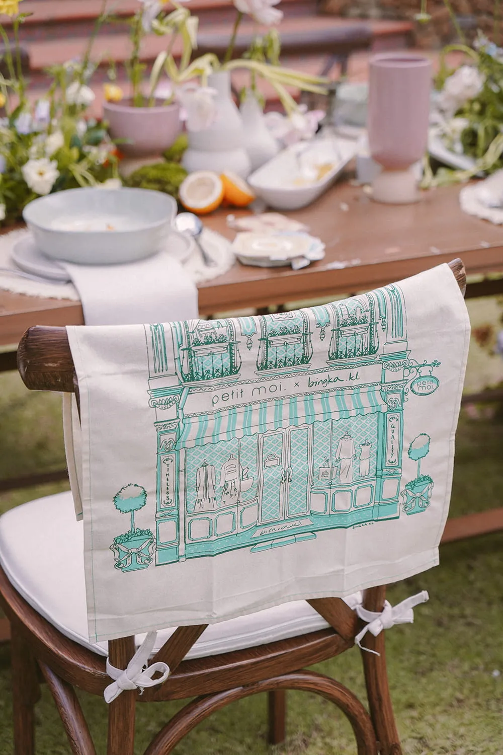 Petit Moi x Bingka Tea Towel in Light Teal