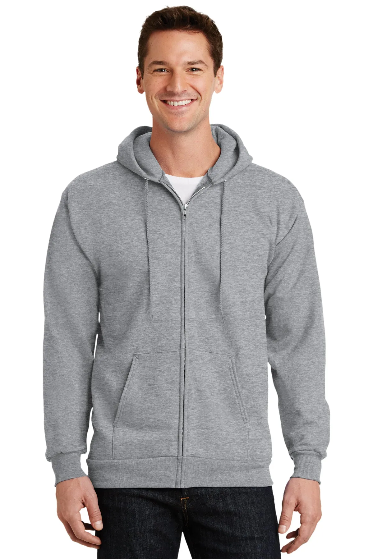 Port & Company Tall Essential Fleece Zip Customized Hoodies, Athletic Heather