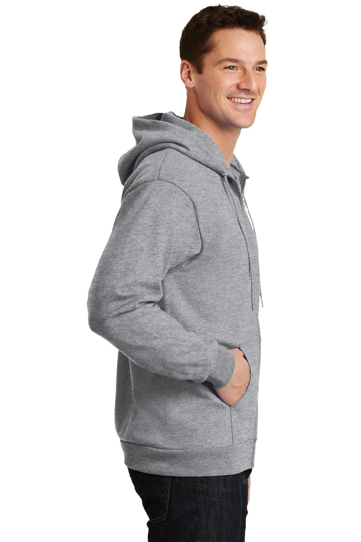 Port & Company Tall Essential Fleece Zip Customized Hoodies, Athletic Heather