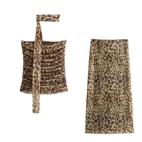 Pre Order:  Animal Print Tulle Top   Skirt Set