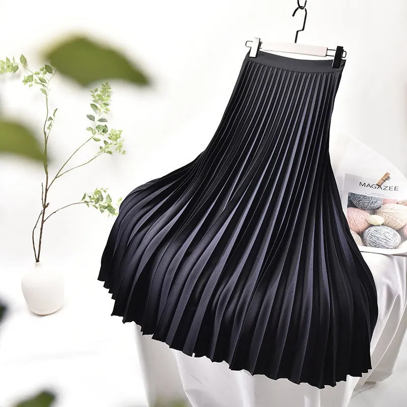 Pre Order:  Solid Pleated A-Line Skirt