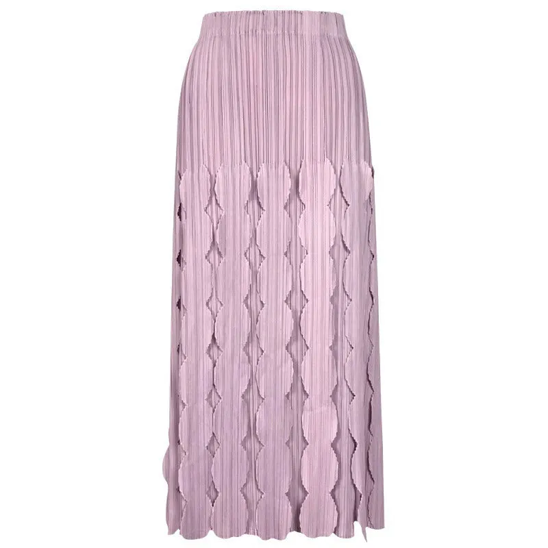 Pre Order:  Solid Pleated High Waist Midi Skirt